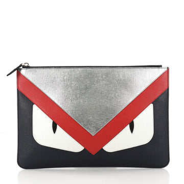 Fendi Monster Pouch Leather Medium Blue 2979901