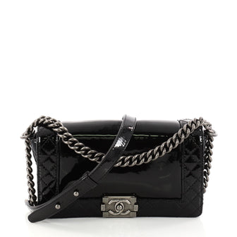 Chanel Reverso Boy Flap Bag Patent Old Medium Black 2979902