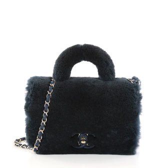 Chanel Paris Cosmopolite Top Handle Bag Fur Small Blue 2980402