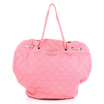 Chanel Cocomark Drawstring Tote Quilted Caviar Pink 2980801