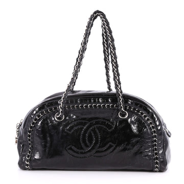 Chanel Luxe Ligne Bowler Bag Patent Medium Black 2981101