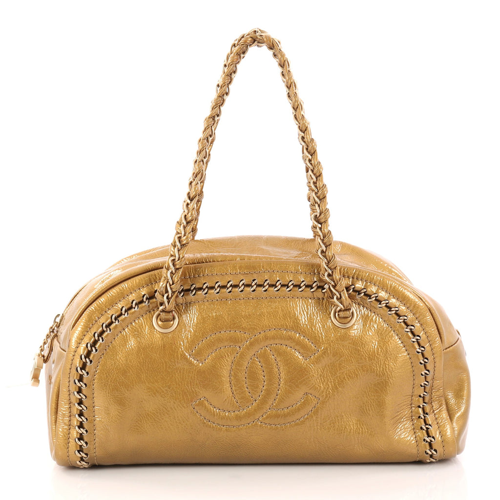 Buy Chanel Luxe Ligne Bowler Bag Patent Medium Gold 2981501