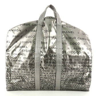Chanel Unlimited Garment Travel Bag Printed Nylon Silver 2981503