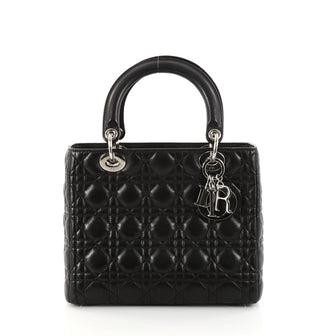 Christian Dior Lady Dior Handbag Cannage Quilt Lambskin Black 2982601