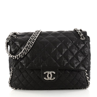 Chanel Chain Around Flap Bag Quilted Leather Maxi Black 2982801