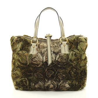 Valentino Rosier Tote Silk Medium Green 2983201