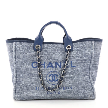 Chanel Deauville Chain Tote Tweed Large Blue 2983501
