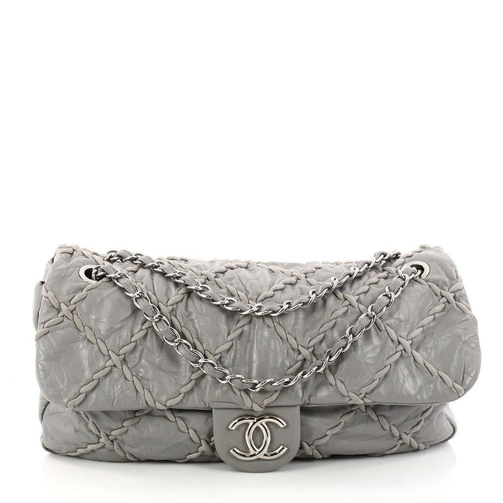 Buy Chanel Ultra Stitch Flap Bag Quilted Calfskin Jumbo Gray 2985301