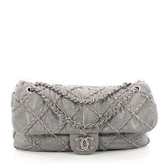 Chanel Ultra Stitch Flap Bag Quilted Calfskin Jumbo Gray 2985301