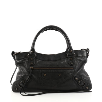 Balenciaga First Classic Studs Handbag Leather Black 2986305