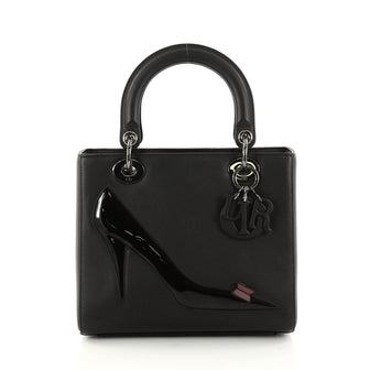 Christian Dior Warhol Lady Dior Handbag Calfskin Medium Black 2988001