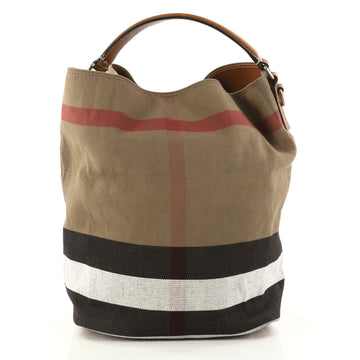 Burberry Ashby Handbag House Check Canvas Medium Brown 2988802