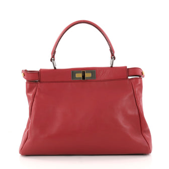 Fendi Peekaboo Handbag Leather Regular Red 2989702