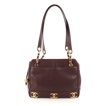 Chanel Vintage CC Shoulder Bag Caviar Medium Red 2990201