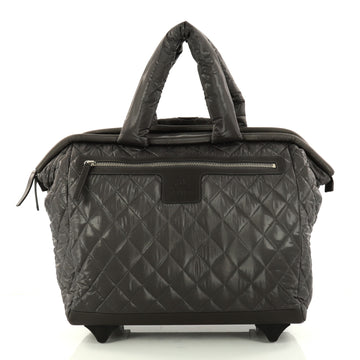 Chanel Coco Cocoon Rolling Trolley Quilted Nylon Gray 2991602