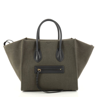 Celine Phantom Handbag Canvas Medium Green 2996206