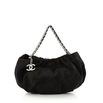 Chanel CC Charm Shoulder Bag Quilted Satin Mini Black 2997501