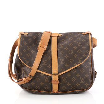 Louis Vuitton Saumur Handbag Monogram Canvas GM Brown 2998403