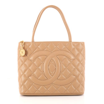 Chanel Medallion Tote Quilted Caviar Neutral 2998404