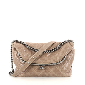 Chanel Tabatiere Kisslock Fold Over Bag Quilted Aged 2998601