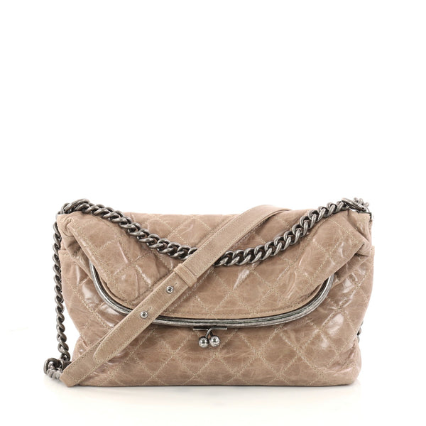 Buy Chanel Tabatiere Kisslock Fold Over Bag Quilted Aged 2998601