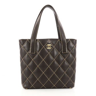 Chanel Surpique Tote Quilted Leather Small Brown 2998905