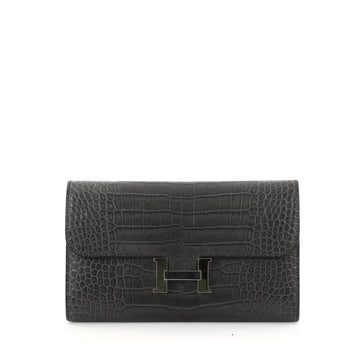 Hermes Constance Wallet Matte Alligator Long Gray 2999401