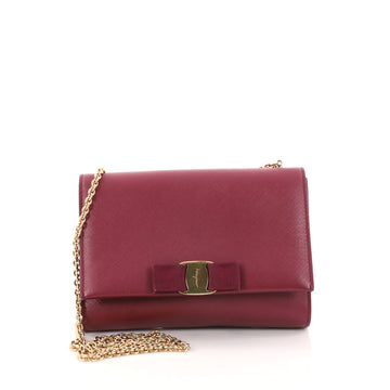 Salvatore Ferragamo Ginny Crossbody Bag Saffiano Leather Small Purple 2999601