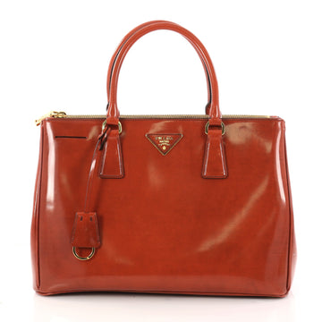 Prada Double Zip Lux Tote Spazzolato Leather Medium Orange 2999702