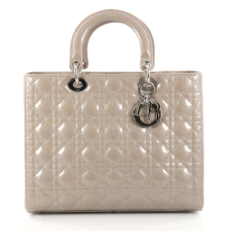 Christian Dior Lady Dior Handbag Cannage Quilt Patent Neutral 3000301