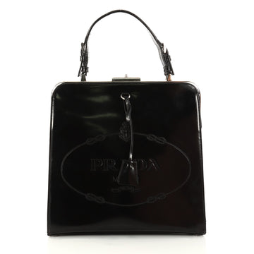 Prada Frame Handle Bag Spazzolato Leather Small Black 3001201
