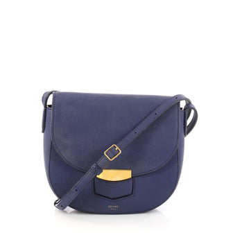  Celine Trotteur Crossbody Bag Grainy Leather Small Blue 3002901