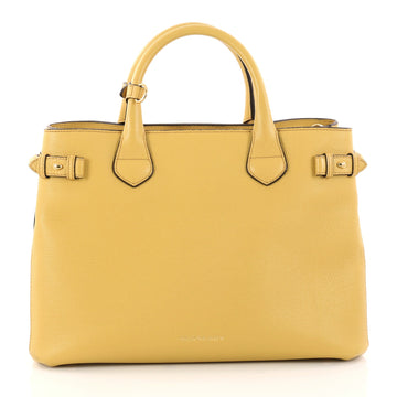Burberry Banner Convertible Tote Leather and House Check Canvas Medium