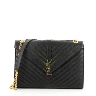 Saint Laurent Classic Monogram Satchel Matelasse Chevron Black 3003501