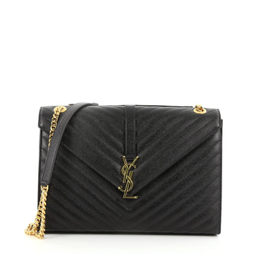 Saint Laurent Classic Monogram Satchel Matelasse Chevron Black 3003501