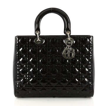 Christian Dior Lady Dior Handbag Cannage Quilt Patent Black 3004402