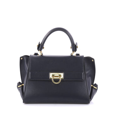 Salvatore Ferragamo Sofia Satchel Smooth Leather Small Blue 3004902