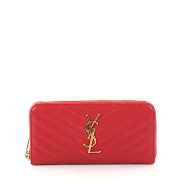 Saint Laurent Classic Monogram Zip Around Wallet Red 3006602