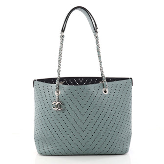 Chanel Shopping Tote Perforated Caviar Small Blue 3010203
