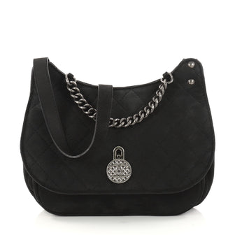 Chanel Turnlock Flap Messenger Bag Quilted Nubuck Medium 3010901