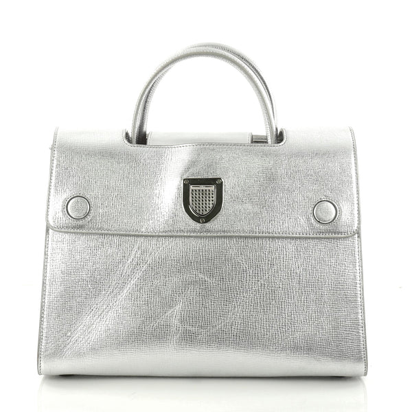 Christian Dior Silver Metallic Medium Diorever Handle Bag