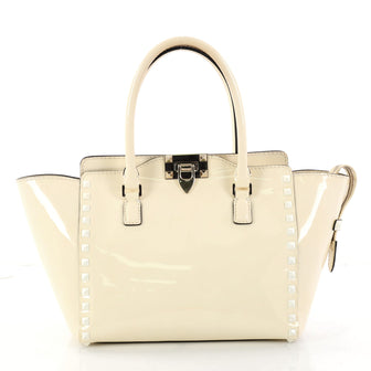 Valentino Rockstud Tote Rigid Patent Small Neutral 3010903
