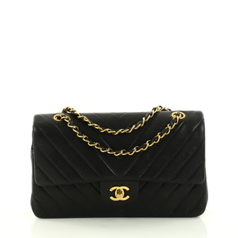 Chanel Vintage Classic Double Flap Bag Chevron Lambskin 3011601