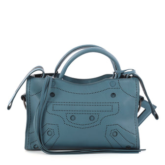 Balenciaga Blackout City AJ Handbag Leather Mini Blue 3013001