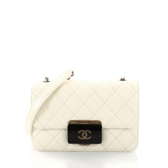 Chanel Beauty Lock Flap Bag Quilted Sheepskin Mini White 3013502