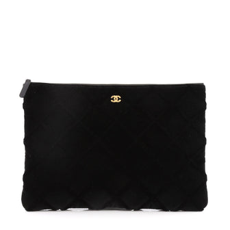 Chanel Cosmetic Pouch Quilted Velvet Large Black 3016202