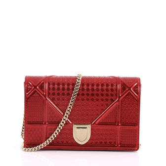Christian Dior Diorama Wallet on Chain Cannage Embossed Red 3017201