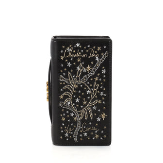  Christian Dior Tarot Pouch Embroidered Leather Black 3017203