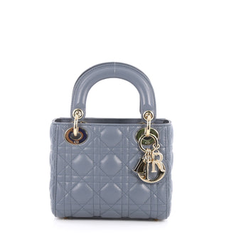  Christian Dior Lady Dior Handbag Cannage Quilt Lambskin Gray 3017204