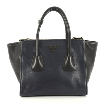 Prada Twin Pocket Tote Glace Calf Small Blue 3017702